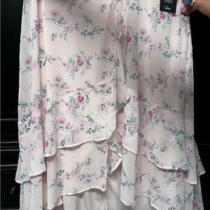 Lulu's Floral High Low Dress in Pink and Green